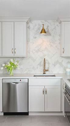 Marble Herringbone Backsplash