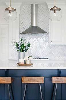 Marble Herringbone Backsplash